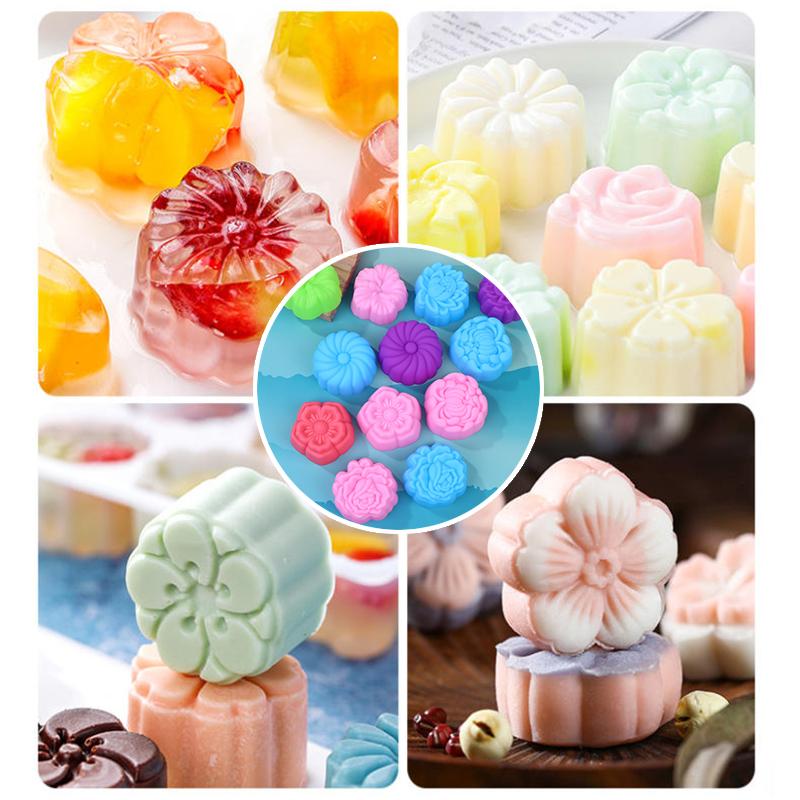 5Pcs 5Cm Various Flower Designs Silicone Muffin Cake Mold Baking Cups Chocolate Pudding Ice Mould Cupcake Tools Diy Kitchenware