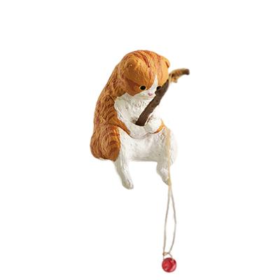 Animal Figurine Fine Workmanship Compact Creative Wide Application Novelty Desktop Computer Decoration Exquisite Cartoon Kitty Fishing Ornament Gifts