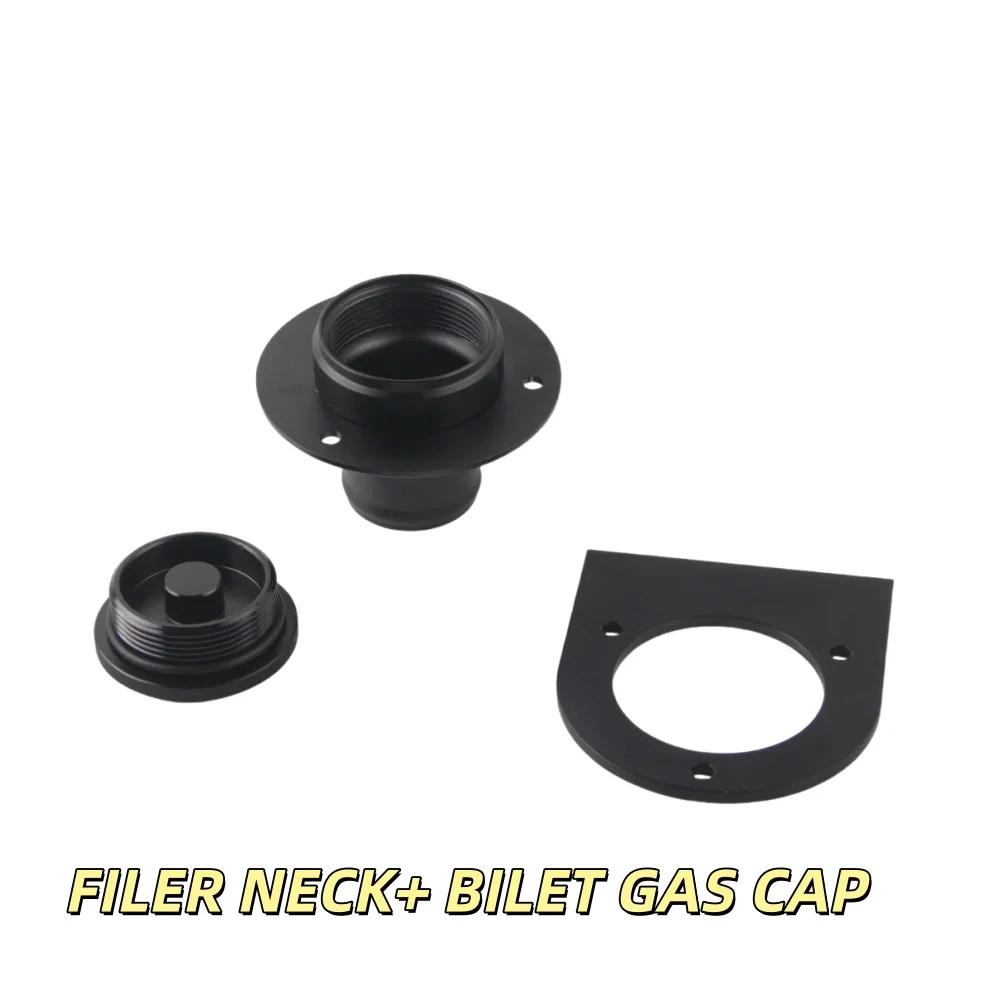 High Quality 17-2530 Remote Fuel Tank Filler Neck with Billet Gas Cap & Weld-On Mount Bracket - Fits 2 Hose чёрный