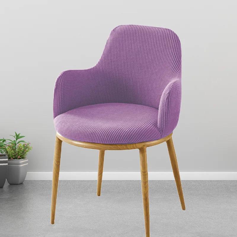 Solid Color High Arm Chair Cover Stretch Dining Chair Slipcover Fundas Para Sillas Makeup Spandex Round Bottom Chair Covers