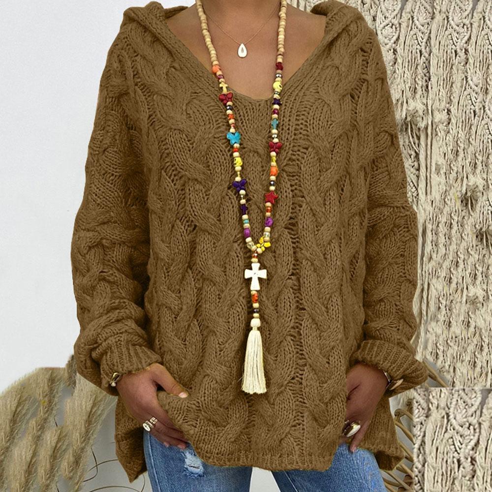 Women Autumn Knitted Sweater Casual Solid Hooded Pullovers Europe Style Jumpers Streetwear Women's Clothes