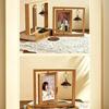 Cornice Portafoto Rotante in Legno Display a Doppia Faccia Ornamento Carino per Casa Ufficio Scrivania Camera da Letto Decorazione