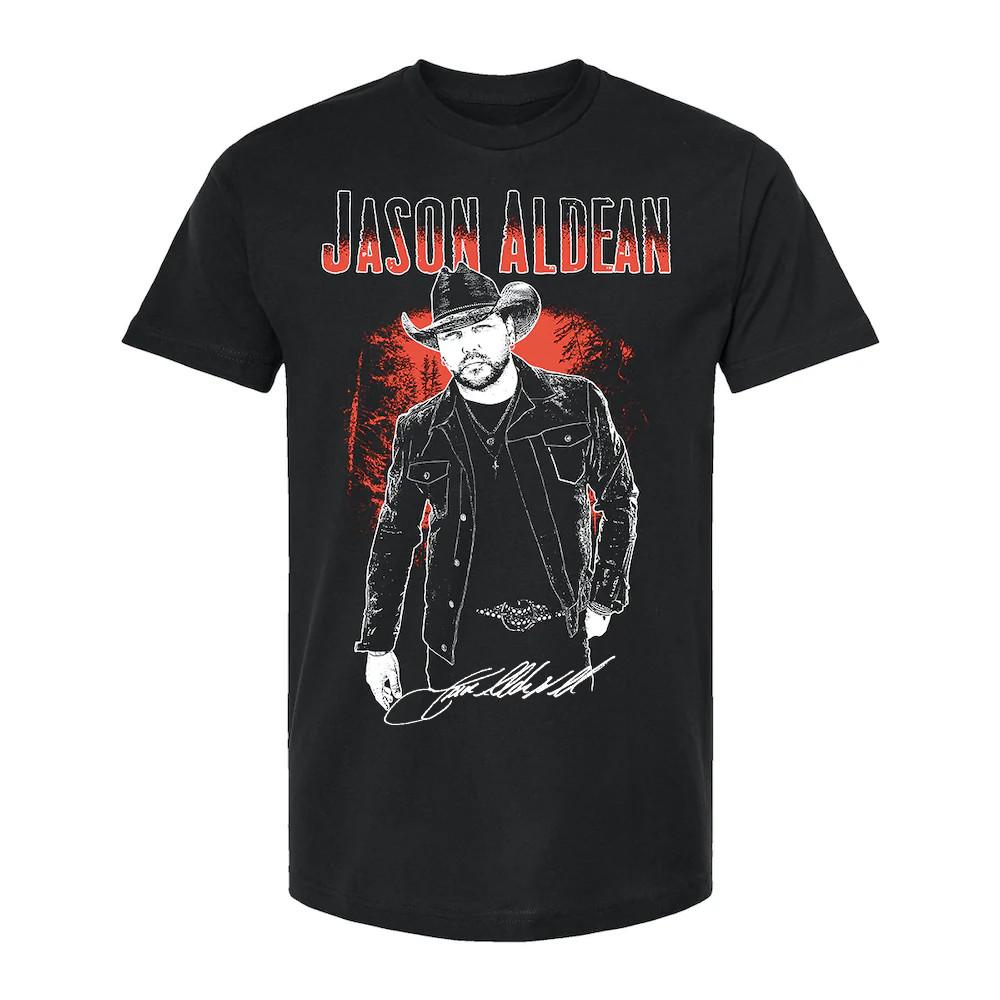 Vtg Jason Aldean Rock N#039; Roll Cowboy Tour Cotton T Shirt For Men S5XL AG510 Unisex T-Shirt