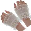 Elegant Pearl Decors Hand Sleeves Ruffle Lace Arm Sleeves Korean Wrist Cuffs For Weddings Parties And Photography