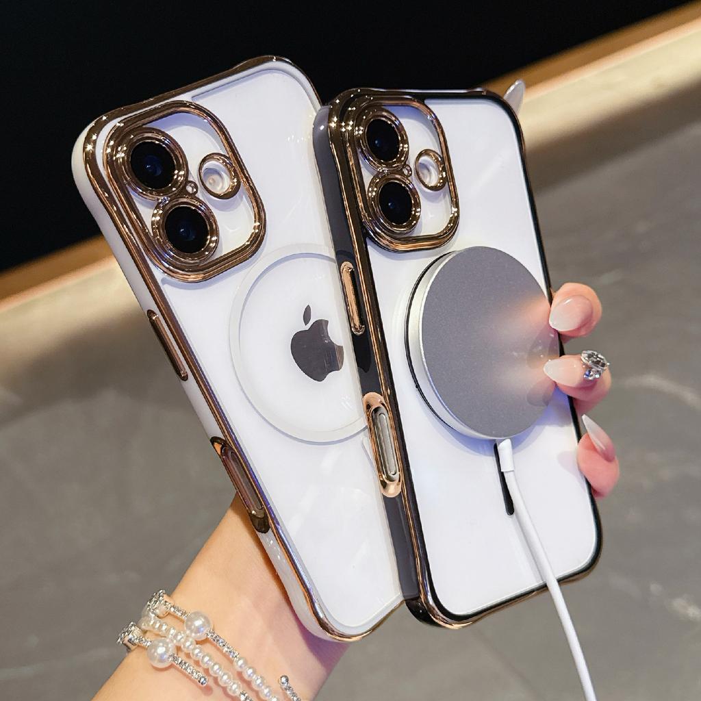 For iPhone 16 Magnetic Case TPU Acrylic Phone Cover with Detachable Lens Frame