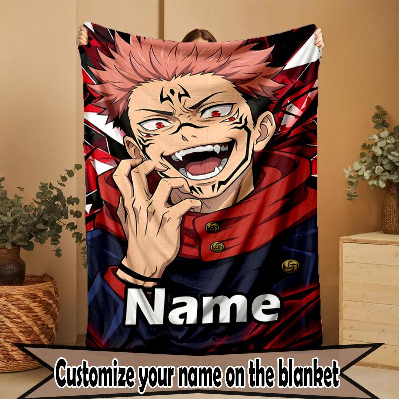 Custom Name Personalized Jujutsu Kaisen Print Blanket, Home Decor, Bedroom, Sofa, Camping, Couch, Gifts for Birthday ChristmasEnthusiasts