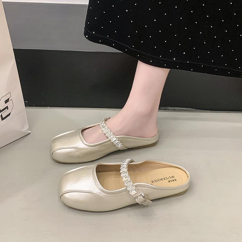 Huge good-looking flat silver single shoes, women's comfortable new summer skirt Mary Jane shoes, ballet evening shoes