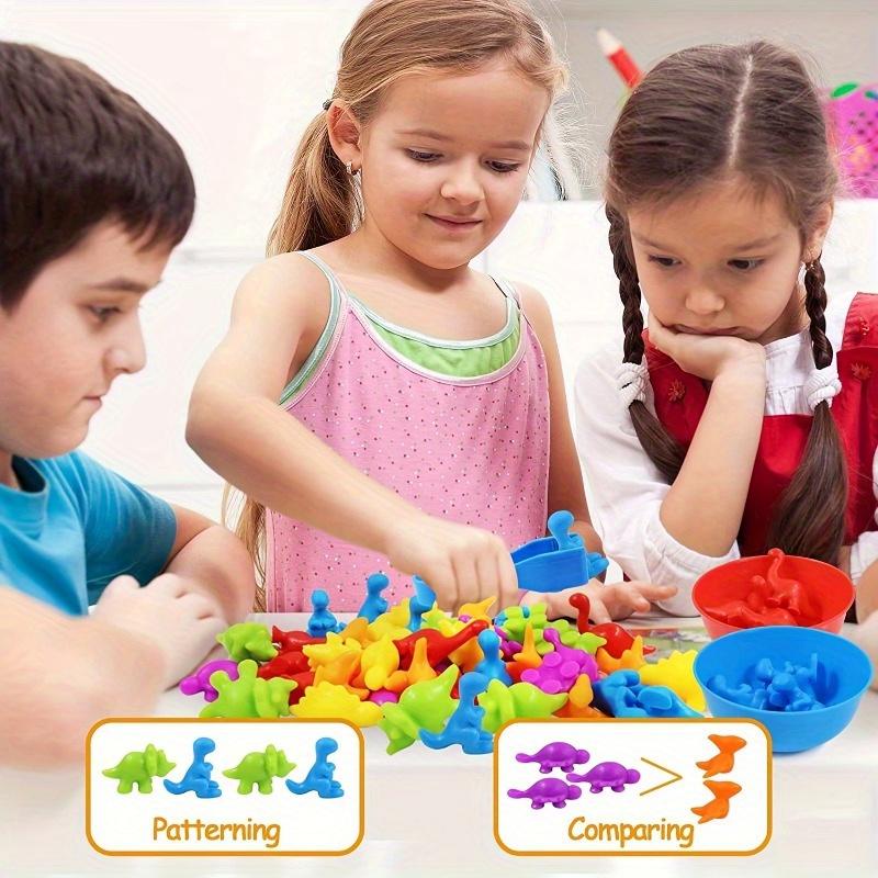Colorful Dinosaur Matching Game with Sorting Bowls–Educational Toy for Kids Ages 3+,Rubber Material with Vibrant Dinosaur Shapes
