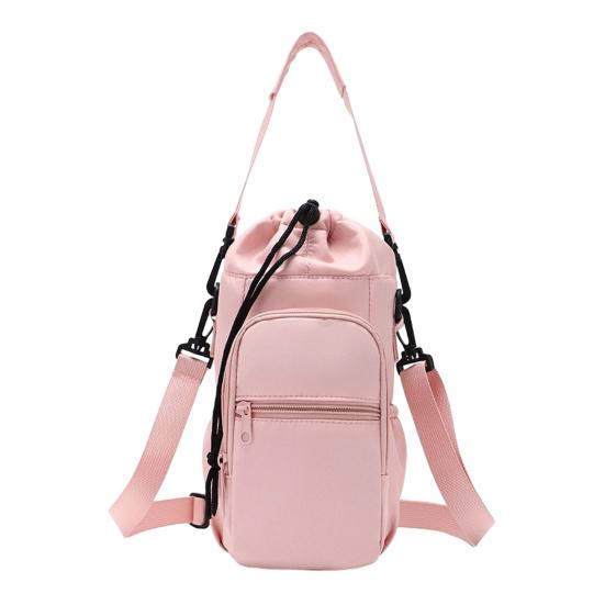 Insulated Water Bottle Sling Bag Adjustable Strap Drawstring Bottle Bag for Hiking Gym Travel Multiple Pockets Bottle Pouch for Phone Keys