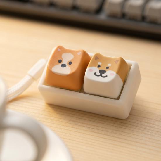 Portable Desk Toy Cartoon Dog Fidget Keyboard Toy, 1/2/3/4/9-Key Push Button Stress Relief Gadgets Mini for Backpack Handbag Purse Charm Keychain