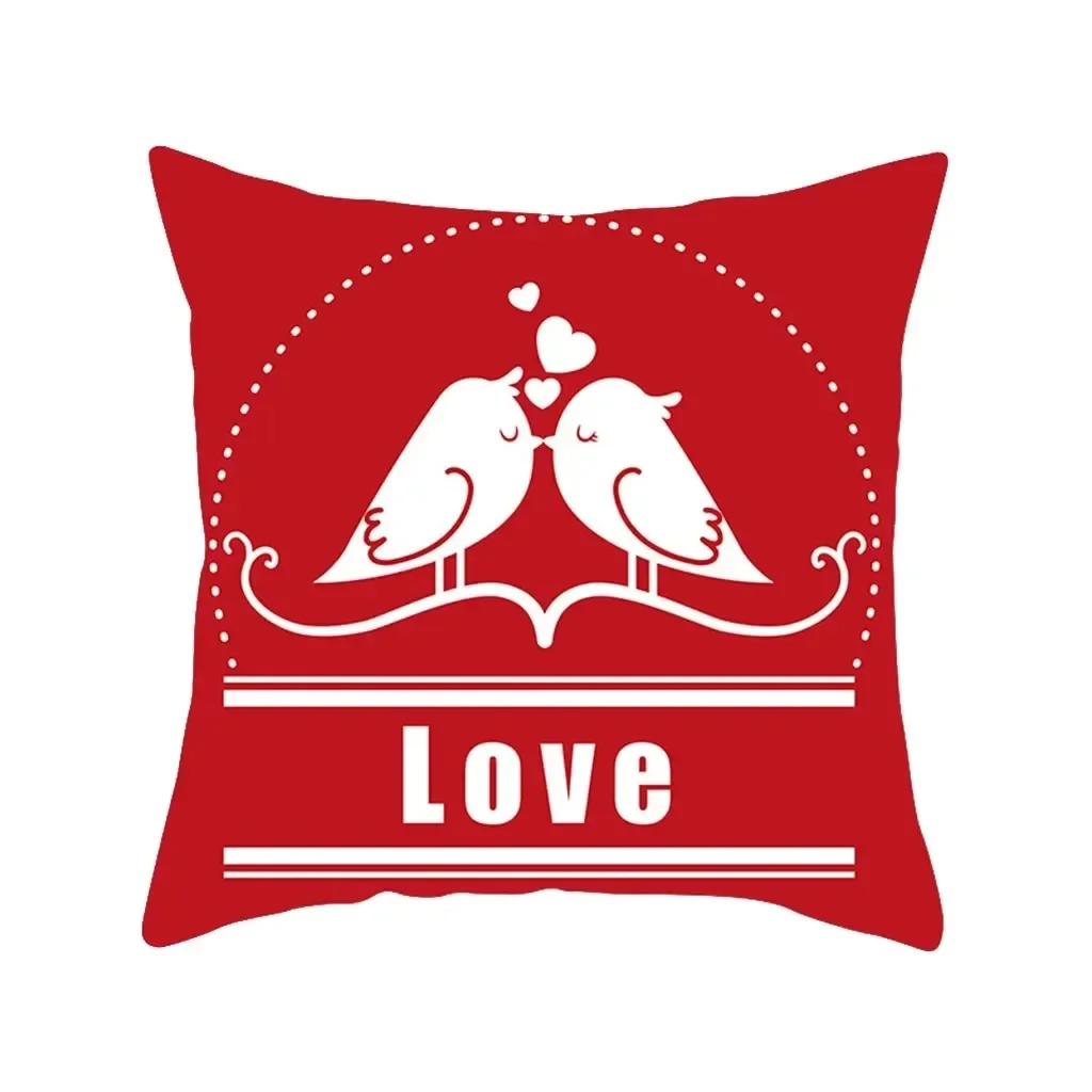 Funda de Almohada Decoración del Hogar de Lujo Patrón de Estampado de Amor Rojo Funda de Cojín Funda de Cojín para Sofá de Sala de Estar