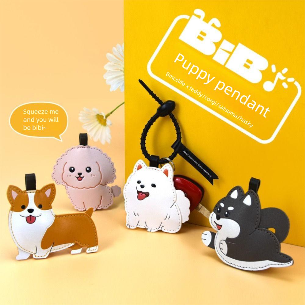 Leather Puppy Key Chain Pinch Called Car Ornaments Cute Bibi Puppy Pendant  Adults Children
