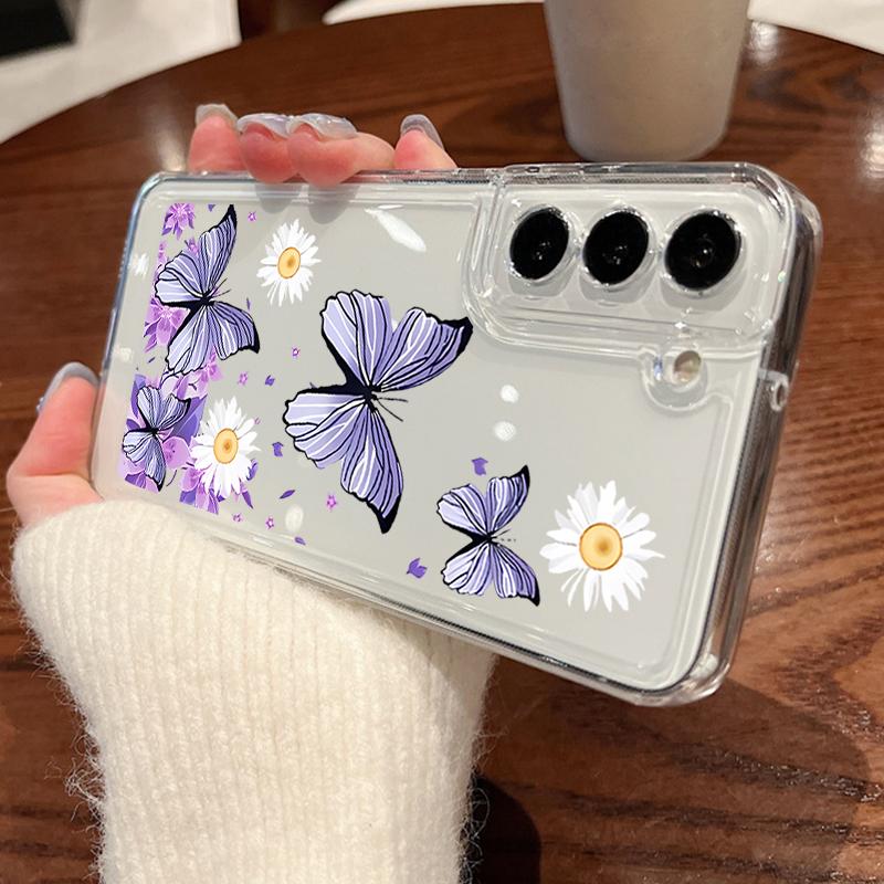 

Прозрачный чехол для Samsung Galaxy S25 Edge S24 S23 S22 Ultra S24 S21 FE A56 A36 A55 A16 A15 5G с рисунком бабочки, мягкий ТПУ чехол для телефона Samsung Galaxy A16 красный