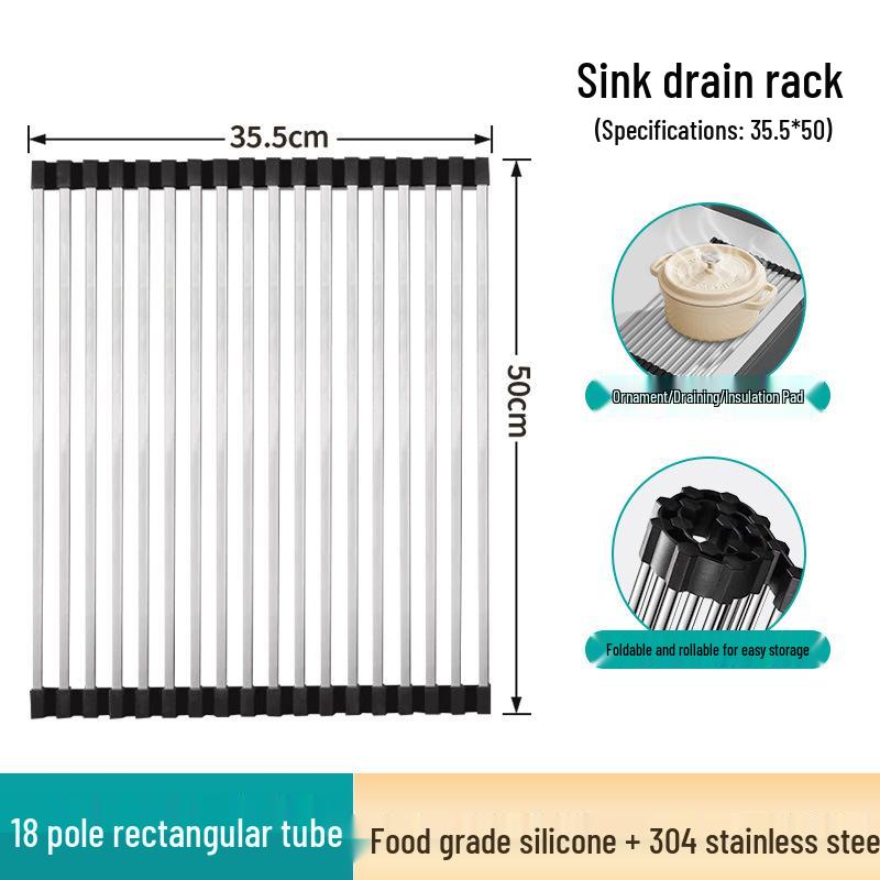 Foldable Rust-Proof Kitchen Sink Rack: No-Drill Dish and Bowl Storage Basket