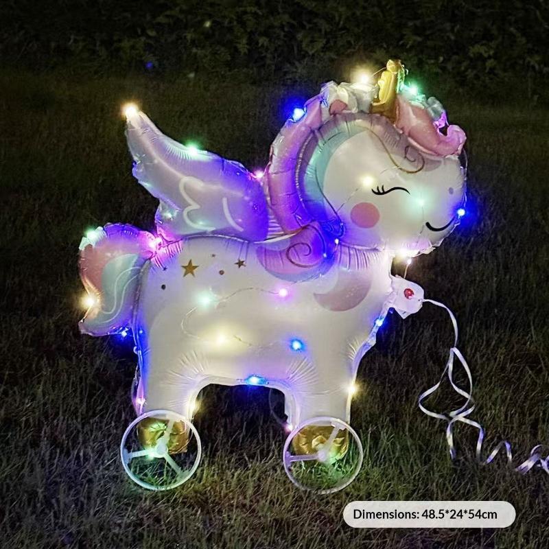 HUAHUAElephant Inspired Standing 4D Glow Foil Balloons with Wheels for Child's Birthday and Baby Shower DecorationsHUAHUA