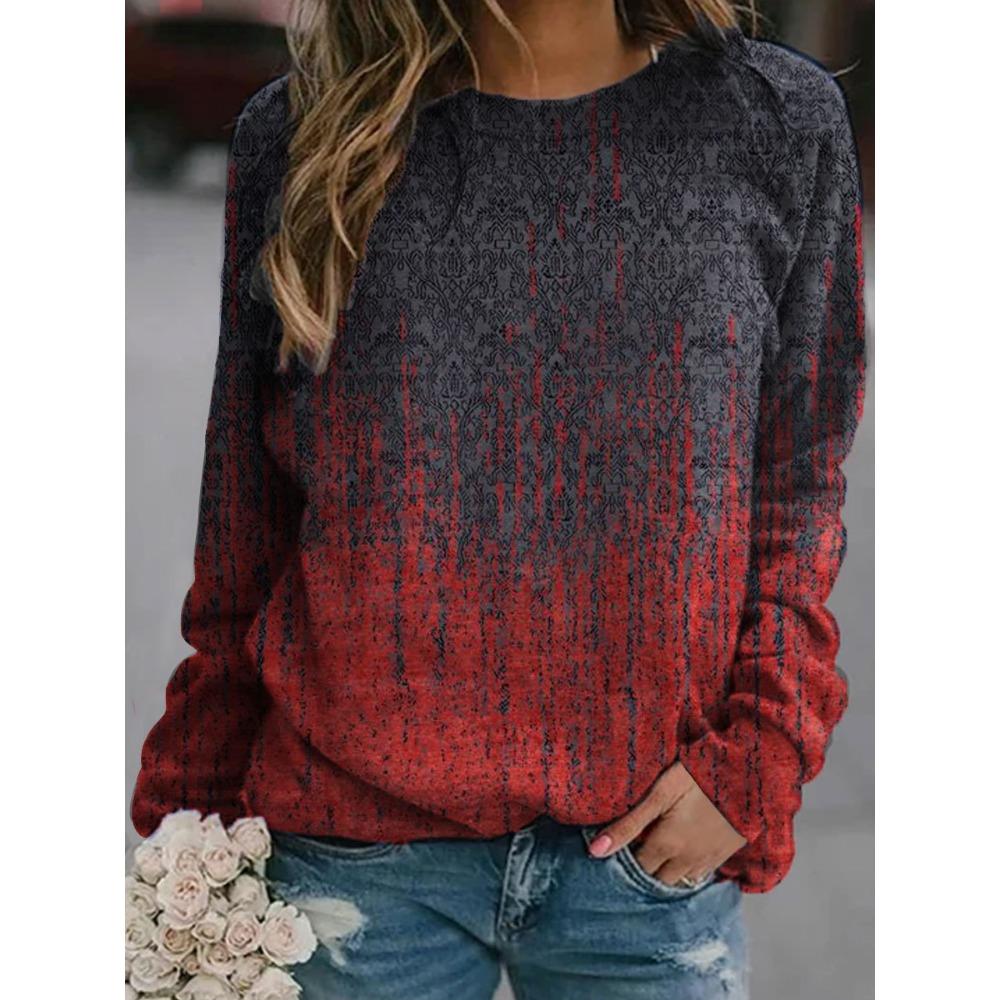GMXIA Spring and Autumn Women's Retro Casual Fashion Crewneck National Style Hoodie