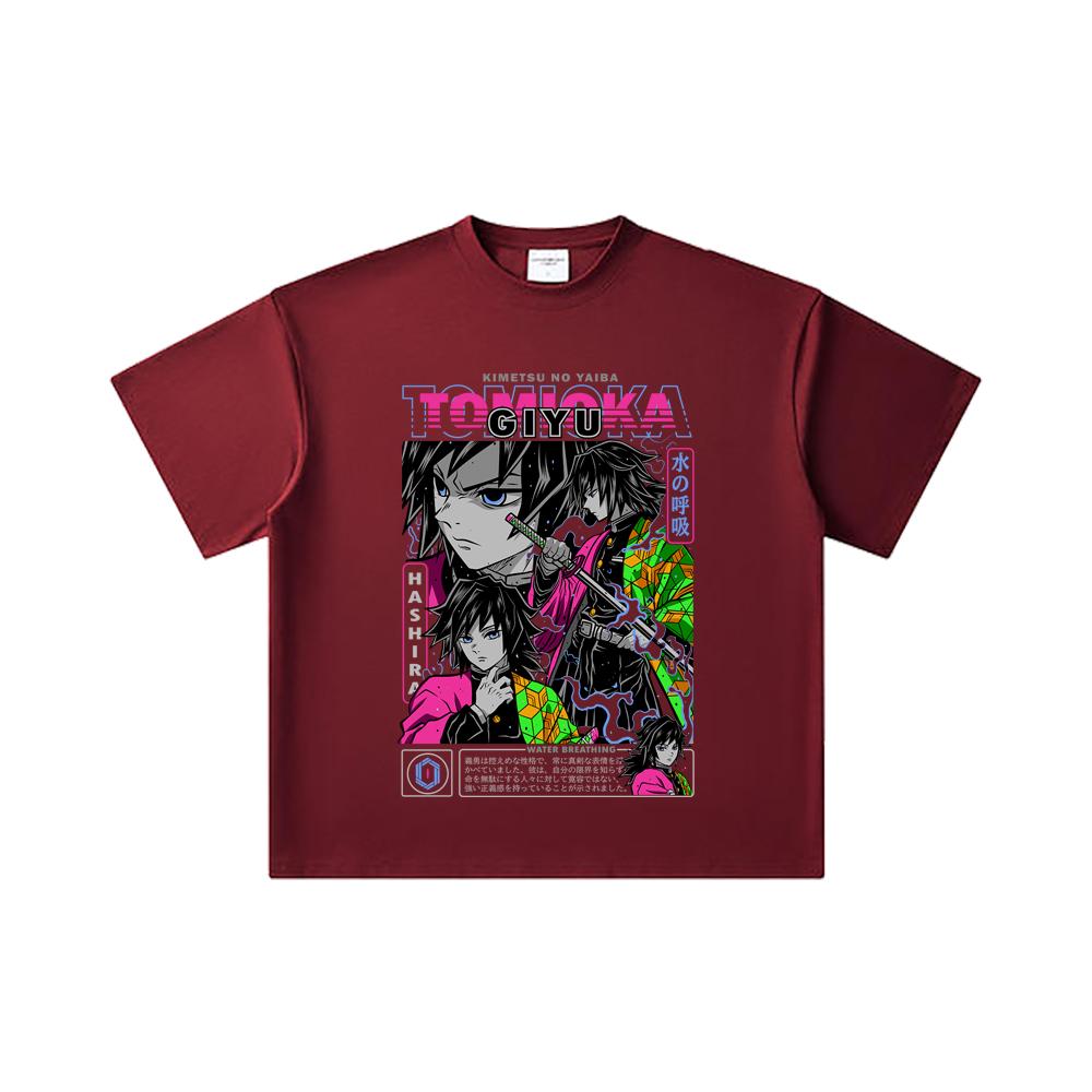 260 GSM Double Yarn 32 Count 100% Cotton Demon Slayer V10 Tomioka Print Unisex Heavy Cotton T Shirt
