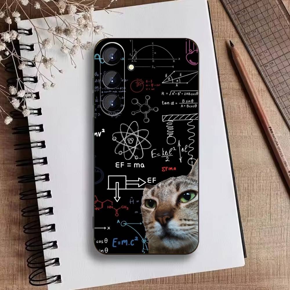 

Thinking Cat Animal Phone Case For Samsung Galaxy A73,A21s,A22,A31,A52,A53,A71,A41Soft Black Shell Samsung a22 4g