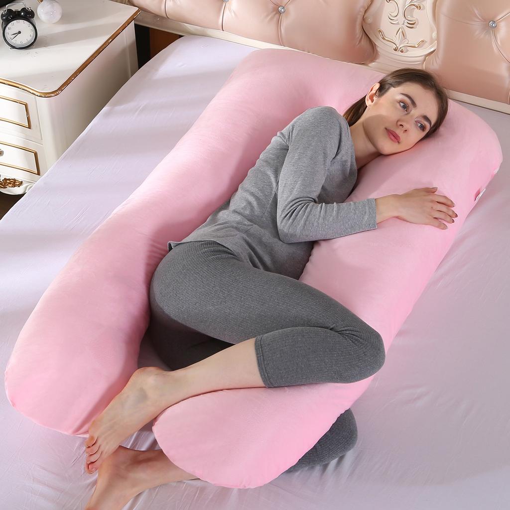 130*70cm Pregnant Women's Full Body Pillow Velvet Removable U-Shaped Cushion Maternity Waist Pillow Sleep Support For Pregnant