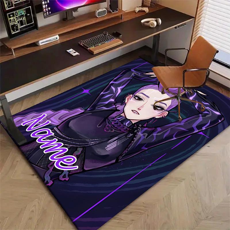 Custom KPop Demon Hunters Mat Personalized Name, Polyester Washable Indoor Entryway Rug, Gift for Christmas, Easter, Thanksgiving Day