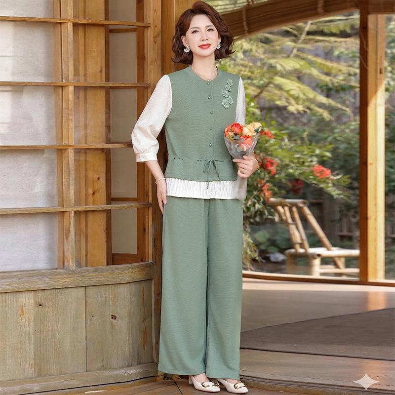 

Elegant Summer Chiffon Blouse Set for Moms - 2026 Style Two-Piece Lightweight Outfit 4XL