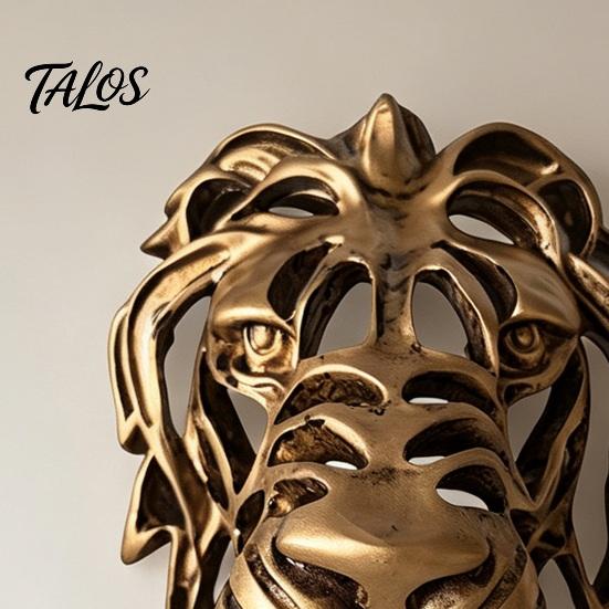 Wall Sculpture for Living Room Lion Sculpture, Resin Retro Bronze Decorative Art, 3D Animal Head Modern Artistic Accents Figurine, Hollow Hanging
