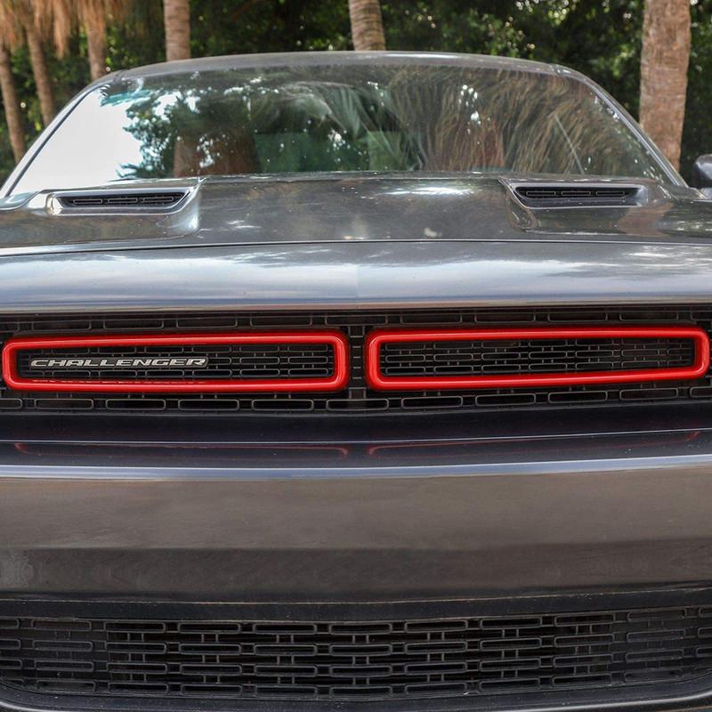 2pcs Red Front Grill Grille Erts Cover Trim for Dodge Challenger 2015-