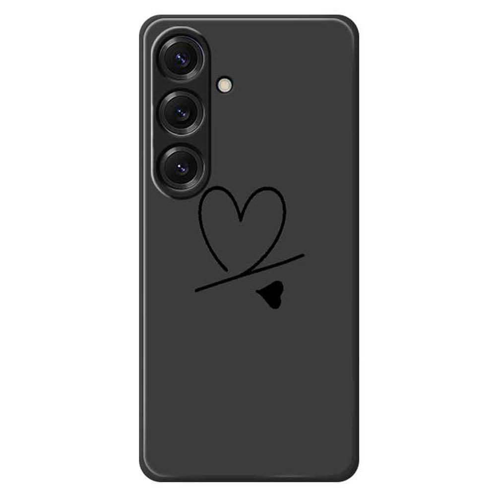 For Samsung Galaxy S25 Case Black Love Pattern Printing Straight Edge TPU Phone Back Cover