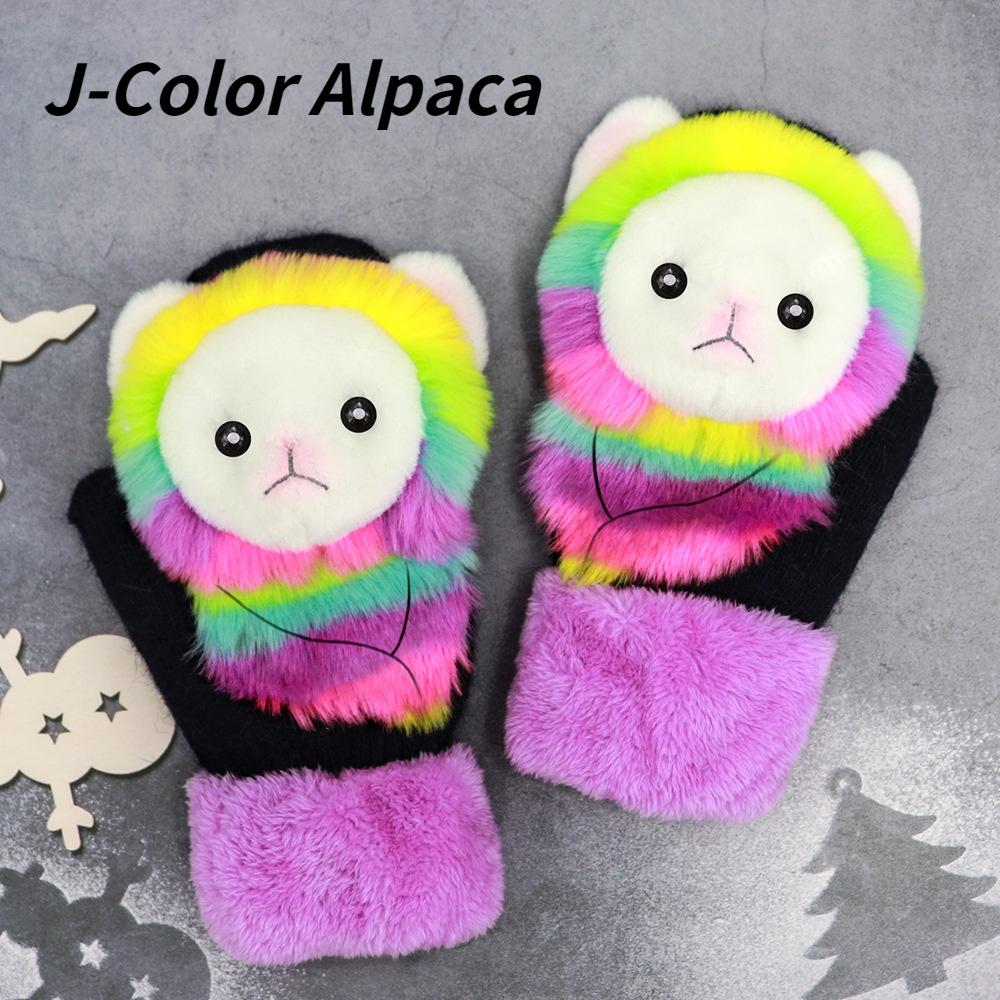 Mote Vinter Varme Hansker Kvinner Dyremønster Hanske Varme Plysj Strikket Hanske Mote Søte Hansker for Kvinner