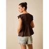 Camisa de Mujer Verano Calada Vacaciones Cuello en V Fruncida Manga Corta Encaje Blanca Blusa Moda Mujer Elegantes Tops Ajuste Ceñido Casual Suelta Camisas Femeninas