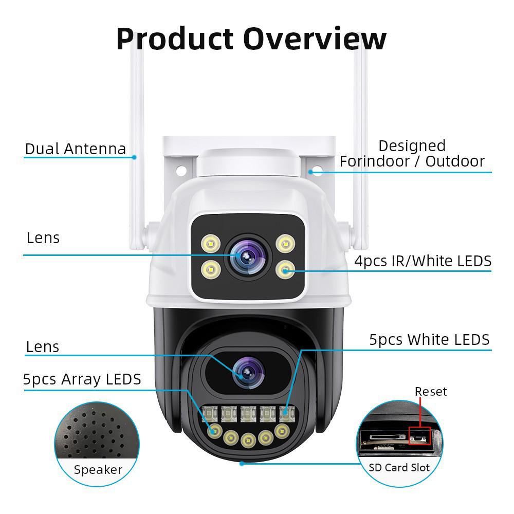 iCSee Dual-Lens Wireless WiFi Camera with HD Color Night Vision & Mobile Remote Outdoor Monitoring