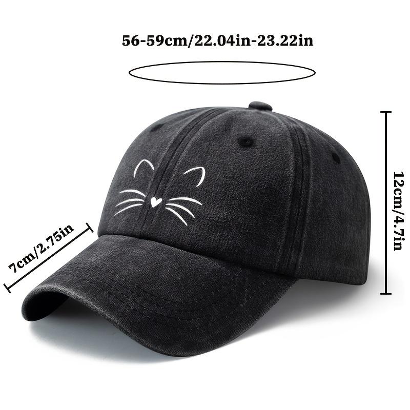Unisex Fashionable and Versatile Printed Cute Cat Whiskers Baseball Cap Outdoor Lightweight Trucker Baseball Cap