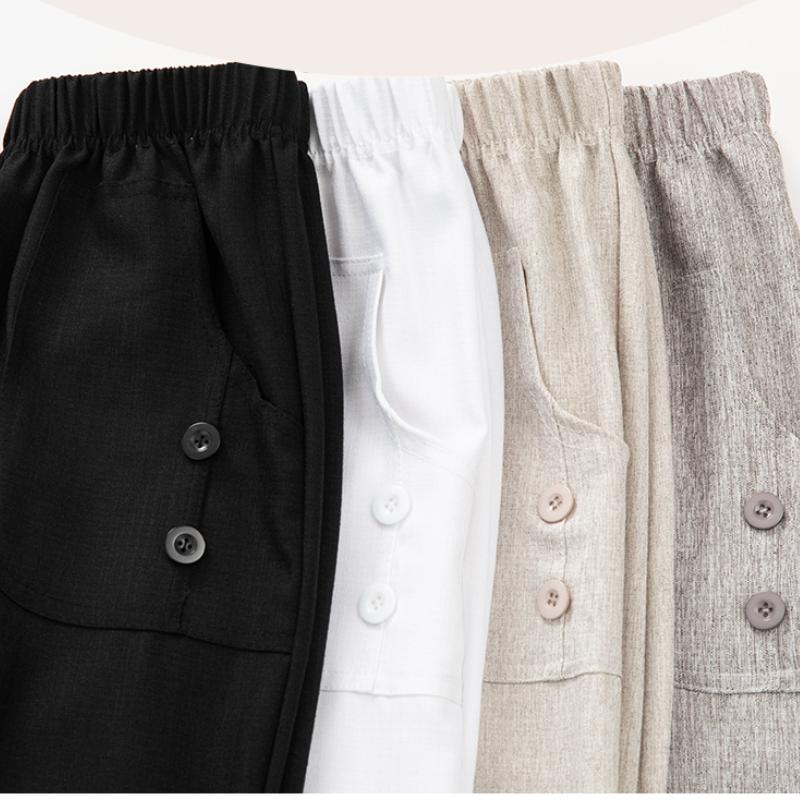 Damen Frühling und Frühling Baumwolle Leinen Casual Bequeme Hosen Mode Weiß Beige Damen Lose und Gerade Hosen