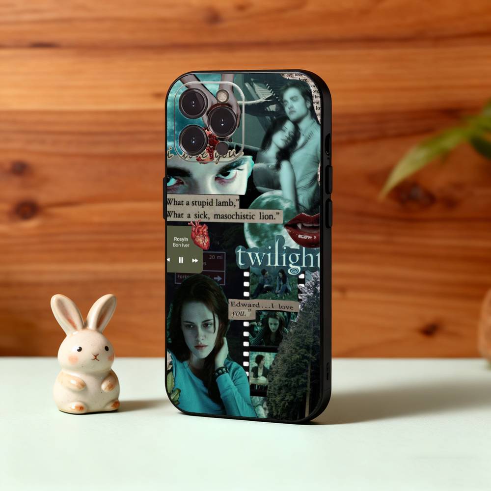 T-Twilight Series Phone Case For iPhone17,16,15,14,13,12Plus,Pro Max,XS,5G Soft Silicone Black Cover