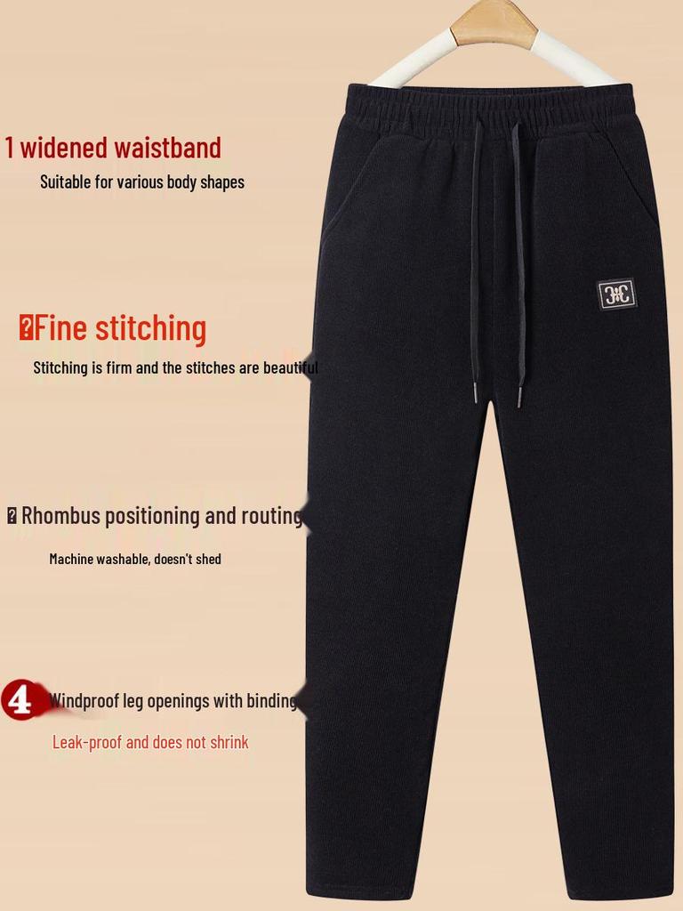 High-Waisted Fleece-Lined Winter Pants for Middle-Aged and Elderly Women