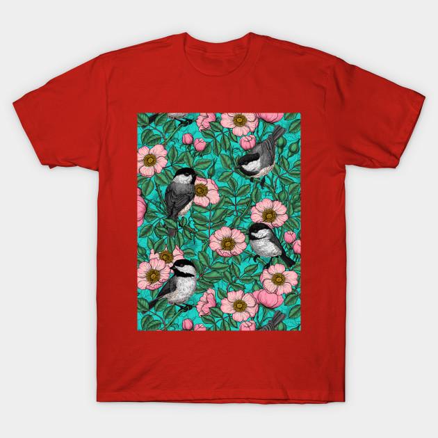 

Unisex Fashion TShirt Chickadees In The Wild Rose Pink And Blue Print TShirt Plus Size S-5XL T-Shirt 100%Cotton Tops O Neck Short Sleeve Tees XL красный