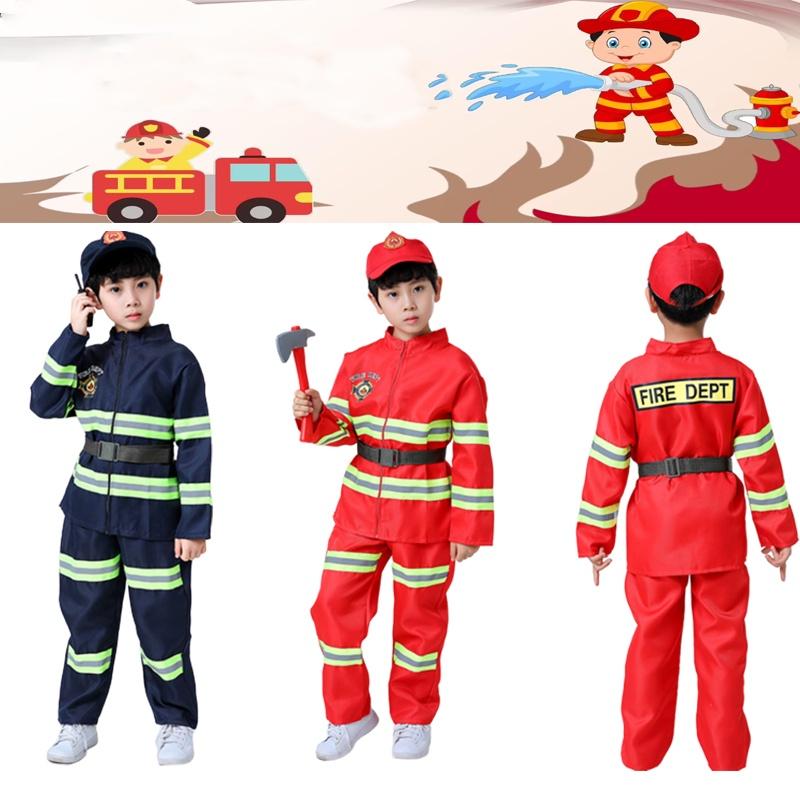 Kid's Fireman Uniform Costume Set For Kindergarten Role Play