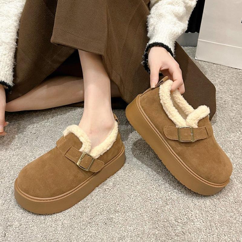 

Thick-soled Boken Shoes, Women s Fleece and Thickened Snow Boots, New Women s Shoes, Cotton Shoes 40 коричневый