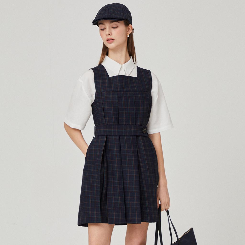 Rick Belted Check Dress (Navy)_L4A1-Op01C