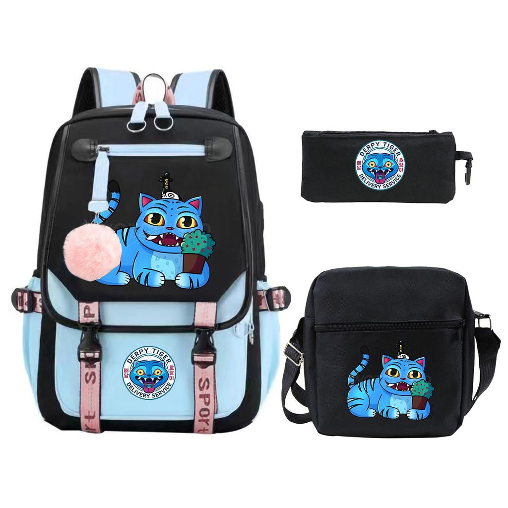 Witch Hunters Cartoon Peripheral Printing Children's Backpack Cross-border New Student School Bag Three-piece Shoulder Bag Pencil Bag
