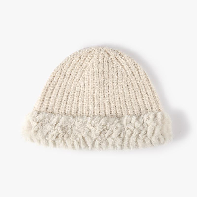 Winter Outdoor Leisure Warm Thickened Knitted Bucket Hat Women's Fashion Dome Show Face Small Wool Hat Cold