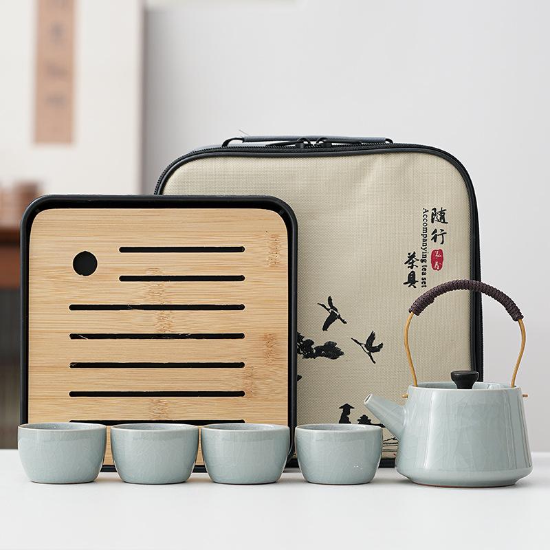 Kung Fu Tea Set Portable Outdoor Travel Express Cup One Pot Four Cups Household Ceramic Tea Pot
