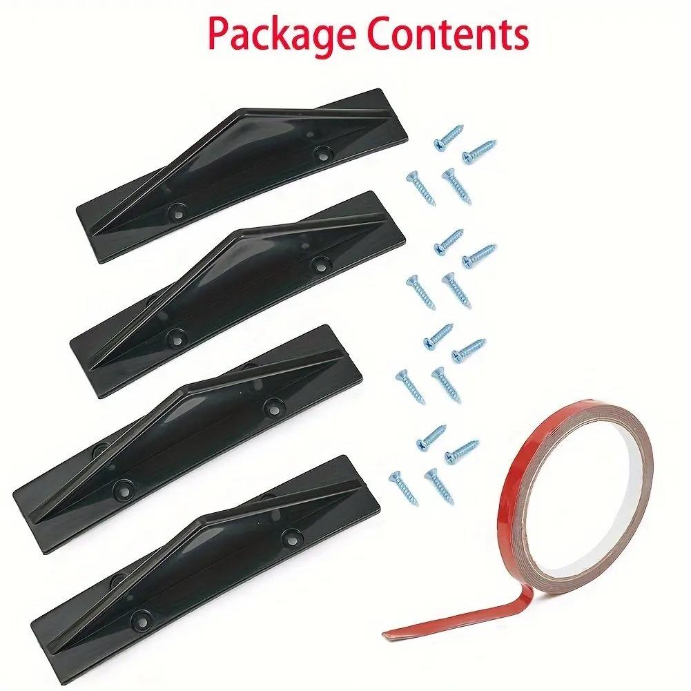 4pcs Car Shark Fin Universal Triangular Rear Bumper Diffuser Spoiler Protector Carbon Fiber Chassis Lip DecorationGood product
