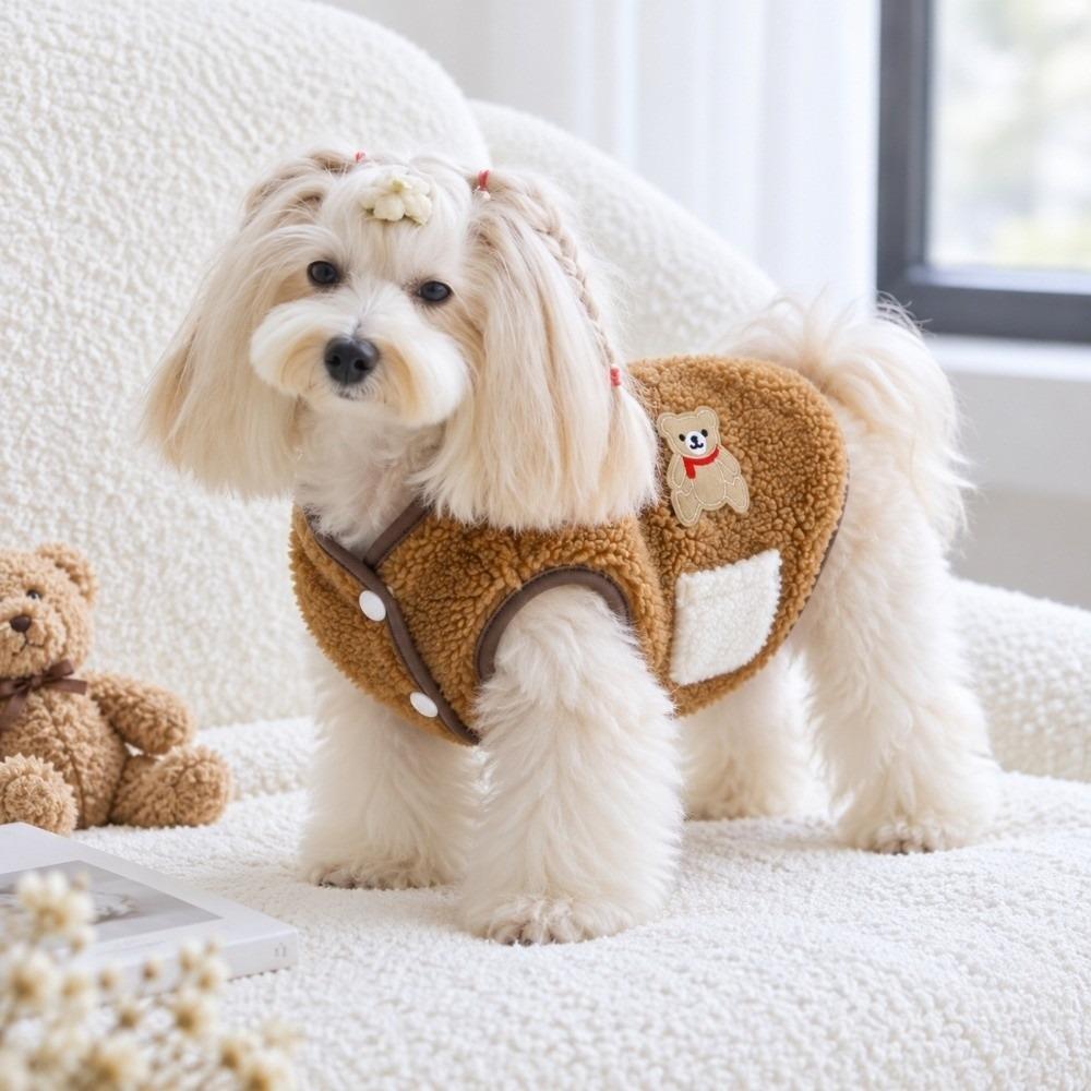 Fleece-lined Dog Hiking Jacket Winter Plush Dogs Coat Fashion Pet Clothes for Small Medium Dog