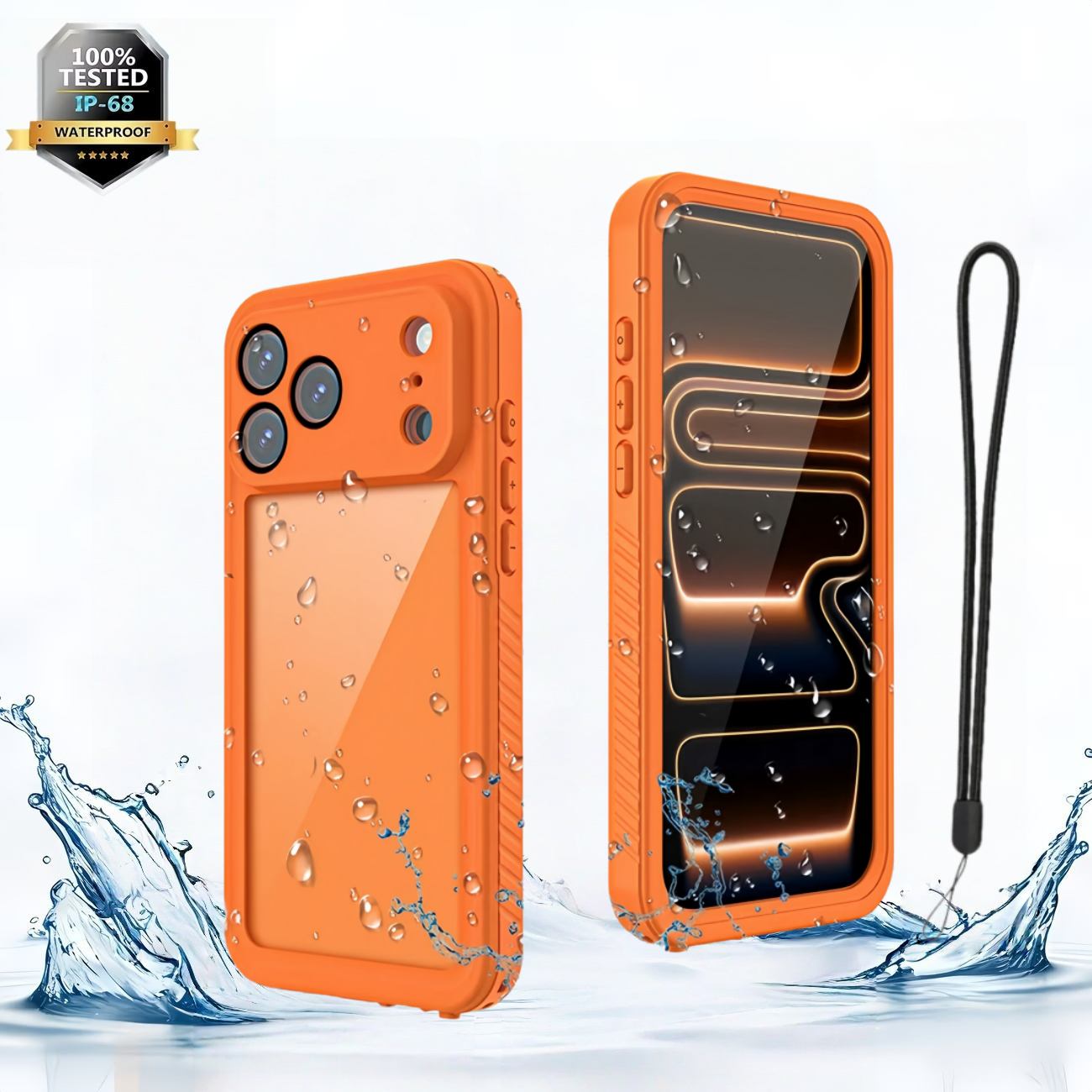 Водонепроницаемый чехол IP68 для iPhone 17 Pro Max 17 Air, защита всего корпуса, прочный защитный чехол, для снорклинга, пылезащитный, для плавания iPhone17 Pro Max оранжевый