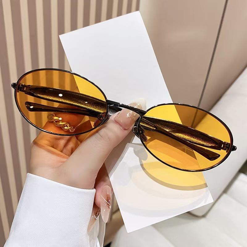 Fashion Retro Oval Sunglasses Woman Brand Eyewear Vintage Small Rectangle Sun Glasses For Female Metal Punk Style