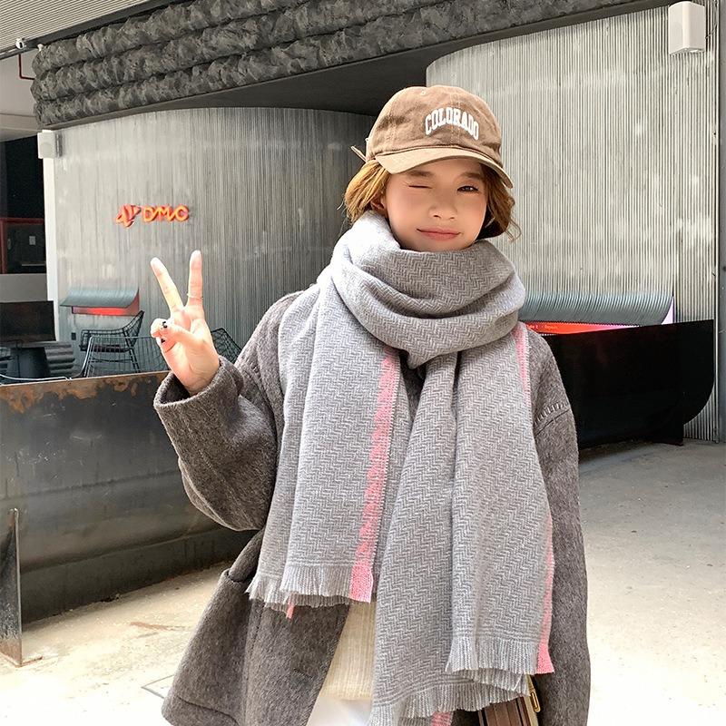 Autumn and Winter High-end Scarf Sweet Simple Shawl Warm Thickened Scarf Women