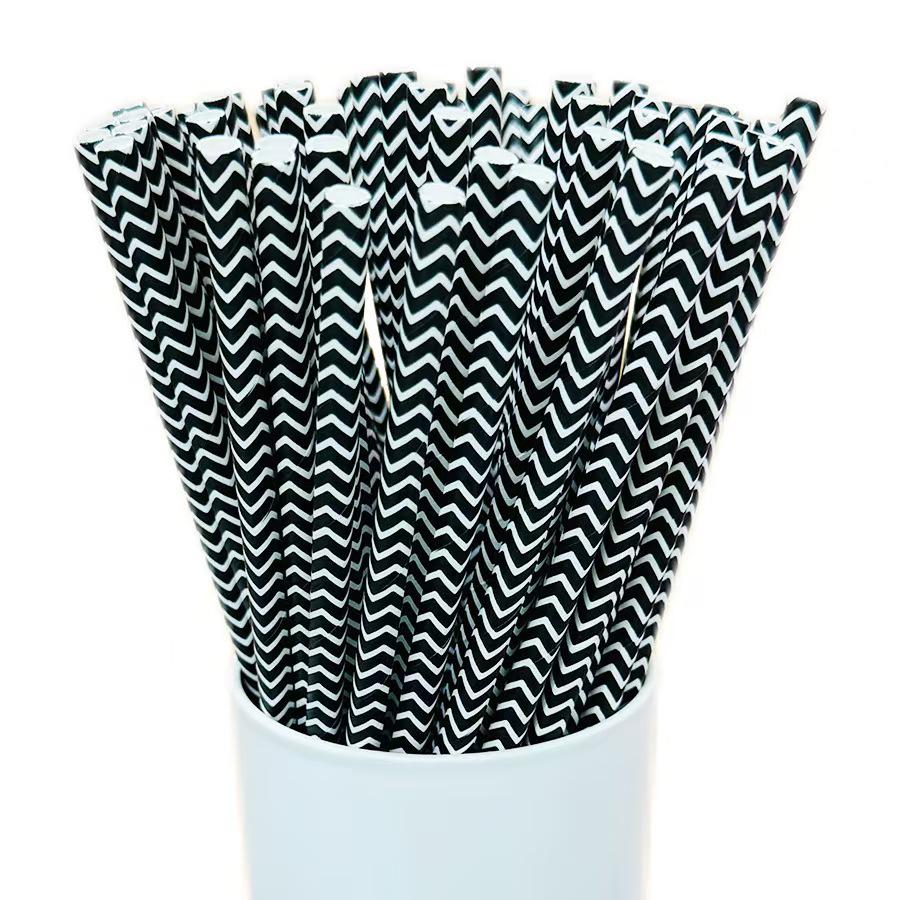Individually Wrapped Biodegradable Striped Paper Straws