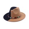 European and American Woolen Denim Jazz Felt Hat Turquoise Decorative Crimped Top Hat Tibetan Sunshade Sunscreen Hat