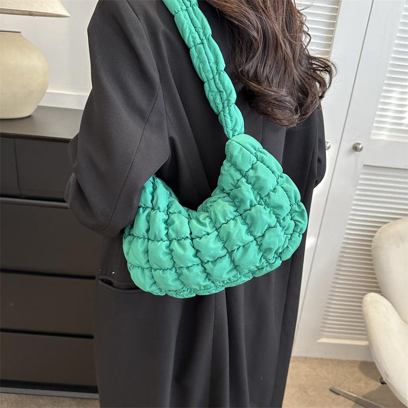 Women Soild Color Crossbody Bag Quilted Pleated Cloud Bubbles Shoulder Bag Handbags